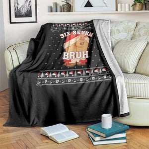 Funny Six Seven 6 7 Meme Ugly Christmas Throw Blanket Santa 67 Meme Xmas Pajamas TS10 Print Your Wear