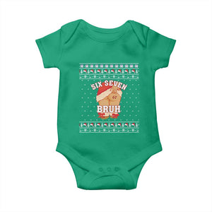 Funny Six Seven 6 7 Meme Ugly Christmas Baby Onesie Santa 67 Meme Xmas Pajamas TS10 Irish Green Print Your Wear