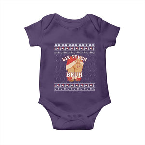 Funny Six Seven 6 7 Meme Ugly Christmas Baby Onesie Santa 67 Meme Xmas Pajamas TS10 Purple Print Your Wear