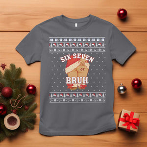 Funny Six Seven 6 7 Meme Ugly Christmas T Shirt Santa 67 Meme Xmas Pajamas TS10 Charcoal Print Your Wear