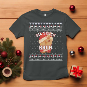 Funny Six Seven 6 7 Meme Ugly Christmas T Shirt Santa 67 Meme Xmas Pajamas TS10 Dark Heather Print Your Wear