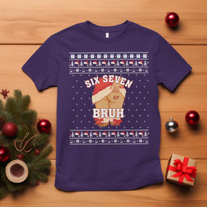 Funny Six Seven 6 7 Meme Ugly Christmas T Shirt Santa 67 Meme Xmas Pajamas TS10 Purple Print Your Wear