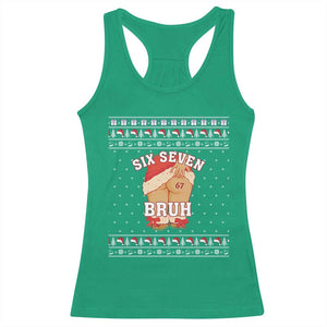 Funny Six Seven 6 7 Meme Ugly Christmas Racerback Tank Top Santa 67 Meme Xmas Pajamas TS10 Irish Green Print Your Wear