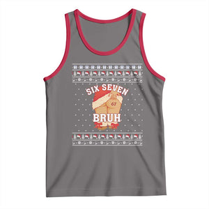 Funny Six Seven 6 7 Meme Ugly Christmas Tank Top Santa 67 Meme Xmas Pajamas TS10 Deep Heather Red Print Your Wear