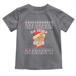 Funny Six Seven 6 7 Meme Ugly Christmas Toddler T Shirt Santa 67 Meme Xmas Pajamas TS10 Charcoal Print Your Wear