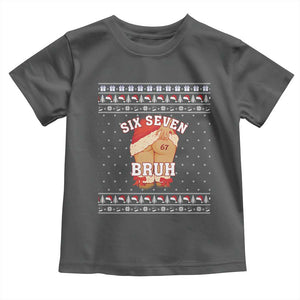 Funny Six Seven 6 7 Meme Ugly Christmas Toddler T Shirt Santa 67 Meme Xmas Pajamas TS10 Dark Heather Print Your Wear