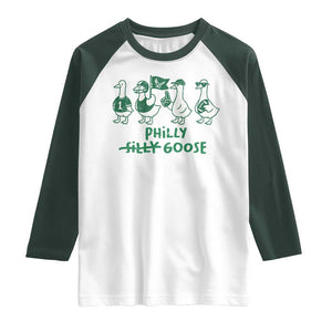 Philly Goose Raglan Shirt Funny Philadelphia Football Fan Gear Silly Gooses TS10 White Dark Forest Green Print Your Wear