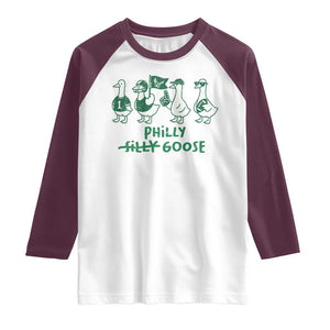 Philly Goose Raglan Shirt Funny Philadelphia Football Fan Gear Silly Gooses TS10 White Maroon Print Your Wear