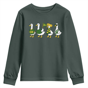 Vintage Green Bay Goose Youth Sweatshirt Funny Silly Gooses Football TS10 Dark Forest Green Print Your Wear