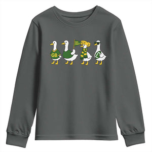 Vintage Green Bay Goose Youth Sweatshirt Funny Silly Gooses Football TS10 Dark Heather Print Your Wear