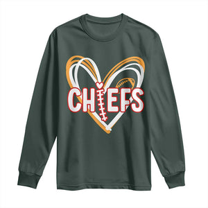 KC Game Day Long Sleeve Shirt Retro Sports Fan Football Team Heart Graphic TS10 Dark Forest Green Print Your Wear