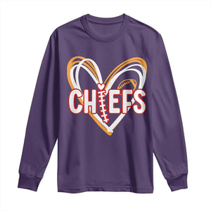 KC Game Day Long Sleeve Shirt Retro Sports Fan Football Team Heart Graphic TS10 Purple Print Your Wear
