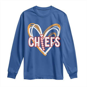 KC Game Day Long Sleeve Shirt Retro Sports Fan Football Team Heart Graphic TS10 Royal Blue Print Your Wear
