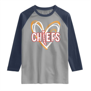 KC Game Day Raglan Shirt Retro Sports Fan Football Team Heart Graphic TS10 Sport Gray Navy Print Your Wear
