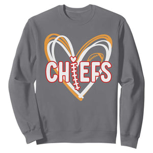 KC Game Day Sweatshirt Retro Sports Fan Football Team Heart Graphic TS10 Charcoal Print Your Wear