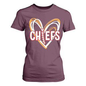 KC Game Day T Shirt For Women Retro Sports Fan Football Team Heart Graphic TS10 Maroon Print Your Wear