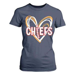 KC Game Day T Shirt For Women Retro Sports Fan Football Team Heart Graphic TS10 Navy Print Your Wear