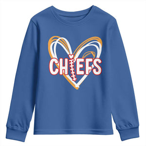 KC Game Day Youth Sweatshirt Retro Sports Fan Football Team Heart Graphic TS10 Royal Blue Print Your Wear