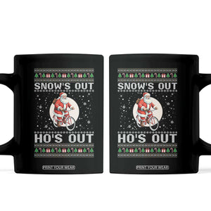 Funny Santa Christmas Coffee Mug Snows Out Hos Out Ugly Xmas TS10 Black Print Your Wear