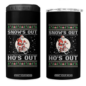 Funny Santa Christmas 4 in 1 Can Cooler Tumbler Snows Out Hos Out Ugly Xmas TS10 One Size: 16 oz Black Print Your Wear