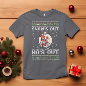 Funny Santa Christmas T Shirt Snows Out Hos Out Ugly Xmas TS10 Charcoal Print Your Wear