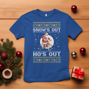 Funny Santa Christmas T Shirt Snows Out Hos Out Ugly Xmas TS10 Royal Blue Print Your Wear