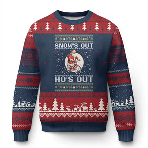 Funny Santa Xmas Ugly Christmas Sweater Snows Out Hos Out Ugly Xmas TS10 Navy Red Print Your Wear