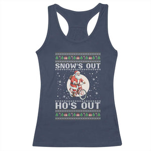 Funny Santa Christmas Racerback Tank Top Snows Out Hos Out Ugly Xmas TS10 Navy Print Your Wear