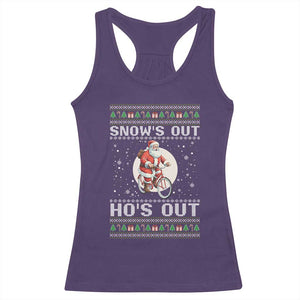 Funny Santa Christmas Racerback Tank Top Snows Out Hos Out Ugly Xmas TS10 Purple Print Your Wear