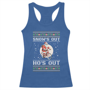Funny Santa Christmas Racerback Tank Top Snows Out Hos Out Ugly Xmas TS10 Royal Blue Print Your Wear