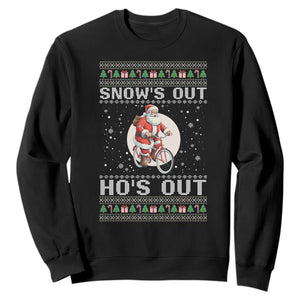 Funny Santa Christmas Sweatshirt Snows Out Hos Out Ugly Xmas TS10 Black Print Your Wear