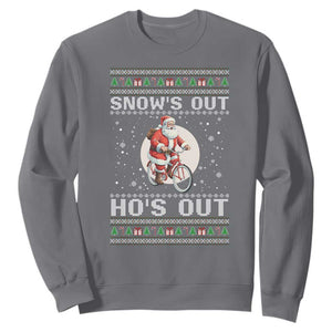Funny Santa Christmas Sweatshirt Snows Out Hos Out Ugly Xmas TS10 Charcoal Print Your Wear