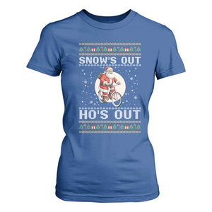 Funny Santa Christmas T Shirt For Women Snows Out Hos Out Ugly Xmas TS10 Royal Blue Print Your Wear