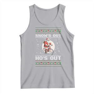 Funny Santa Christmas Tank Top Snows Out Hos Out Ugly Xmas TS10 Athletic Heather Print Your Wear