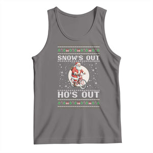 Funny Santa Christmas Tank Top Snows Out Hos Out Ugly Xmas TS10 Deep Heather Print Your Wear