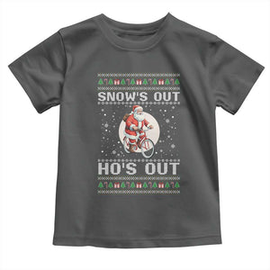 Funny Santa Christmas Toddler T Shirt Snows Out Hos Out Ugly Xmas TS10 Dark Heather Print Your Wear