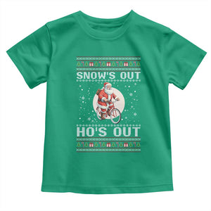 Funny Santa Christmas Toddler T Shirt Snows Out Hos Out Ugly Xmas TS10 Irish Green Print Your Wear