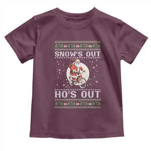 Funny Santa Christmas Toddler T Shirt Snows Out Hos Out Ugly Xmas TS10 Maroon Print Your Wear