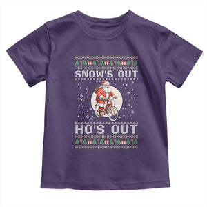 Funny Santa Christmas Toddler T Shirt Snows Out Hos Out Ugly Xmas TS10 Purple Print Your Wear
