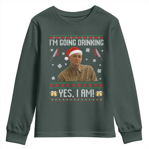 Charlie Hunnam Ed Gein Ugly Christmas Youth Sweatshirt Monster Movie I'm Going Drinking TS10 Dark Forest Green Print Your Wear