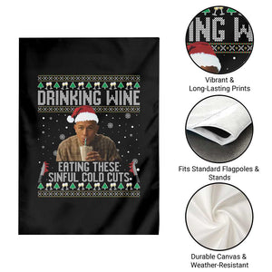 Charlie Hunnam Ed Gein Ugly Christmas Garden Flag Funny Drinking Wine Eating These Sinful Cold Cuts TS10 Print Your Wear