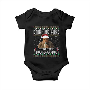 Charlie Hunnam Ed Gein Ugly Christmas Baby Onesie Funny Drinking Wine Eating These Sinful Cold Cuts TS10 Black Print Your Wear