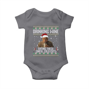 Charlie Hunnam Ed Gein Ugly Christmas Baby Onesie Funny Drinking Wine Eating These Sinful Cold Cuts TS10 Charcoal Print Your Wear