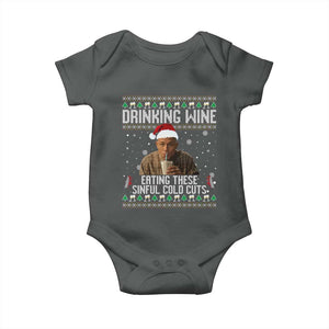 Charlie Hunnam Ed Gein Ugly Christmas Baby Onesie Funny Drinking Wine Eating These Sinful Cold Cuts TS10 Dark Heather Print Your Wear