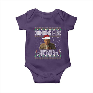 Charlie Hunnam Ed Gein Ugly Christmas Baby Onesie Funny Drinking Wine Eating These Sinful Cold Cuts TS10 Purple Print Your Wear