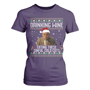 Charlie Hunnam Ed Gein Ugly Christmas T Shirt For Women Funny Drinking Wine Eating These Sinful Cold Cuts TS10 Purple Print Your Wear
