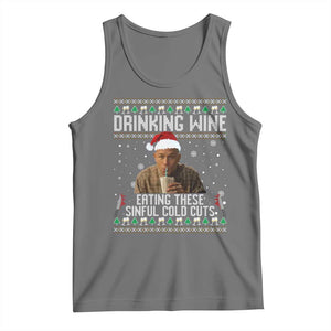 Charlie Hunnam Ed Gein Ugly Christmas Tank Top Funny Drinking Wine Eating These Sinful Cold Cuts TS10 Black Heather Print Your Wear