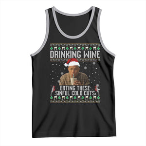 Charlie Hunnam Ed Gein Ugly Christmas Tank Top Funny Drinking Wine Eating These Sinful Cold Cuts TS10 Black Athletic Heather Print Your Wear
