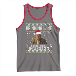 Charlie Hunnam Ed Gein Ugly Christmas Tank Top Funny Drinking Wine Eating These Sinful Cold Cuts TS10 Deep Heather Red Print Your Wear