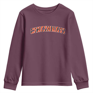 Vintage BFT Football Youth Sweatshirt Retro Sports Style 80s 90s Cincy Cin City TS10 Maroon Print Your Wear